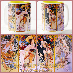 Alfons (Alphonse) Muchas "Four Seasons" Art - Zweifarbige Tasse