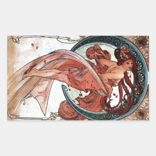 Alfons Mucha 1898 Tanz Rechteckiger Aufkleber