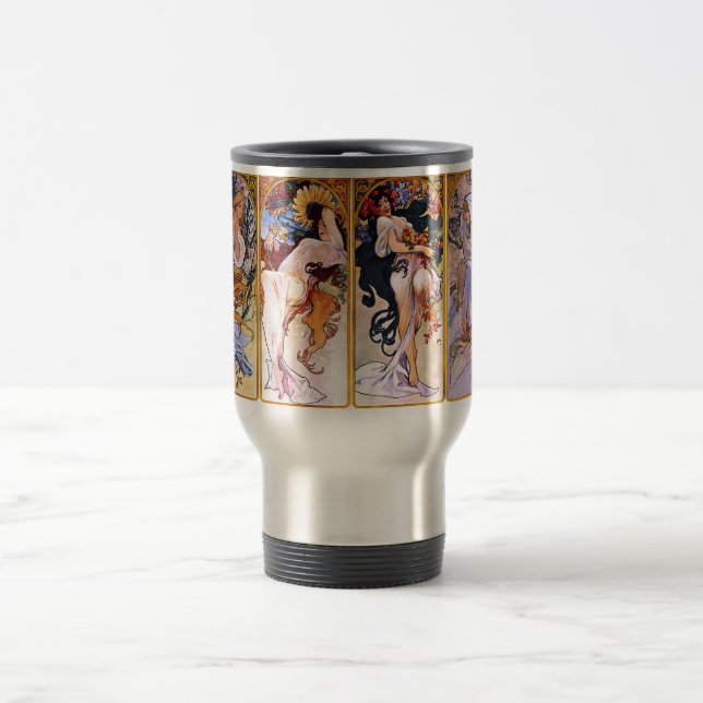 Alfons Mucha Art Nouveau Girls Malerei Reisebecher (Mittel)