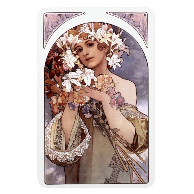Alfons Mucha: Blume Magnet (Vertikal)