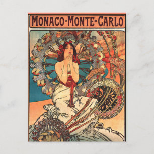Alfons Mucha Kunstwerk, Monaco - Monte Carlo Postkarte