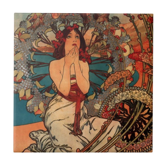 Alfons Mucha Monaco Fliese (Vorderseite)