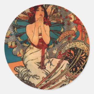 Alfons Mucha Monaco Monte Carlo Runder Aufkleber