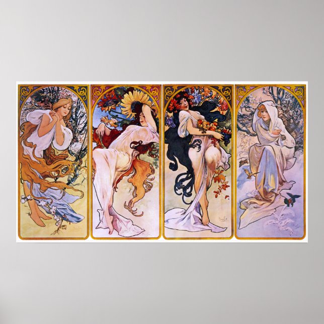 Alfons Mucha ~ Poster des quatre saisons (Devant)