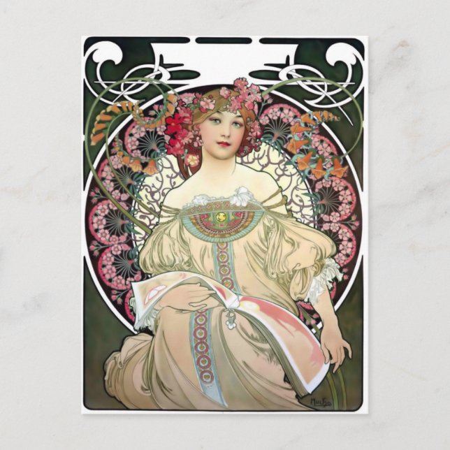 Alfons Mucha Reverie 1897 Postkarte (Vorderseite)