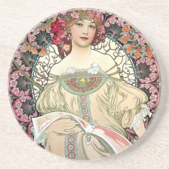 Alfons Mucha-Träumerei 1897 Getränkeuntersetzer (Vorne)