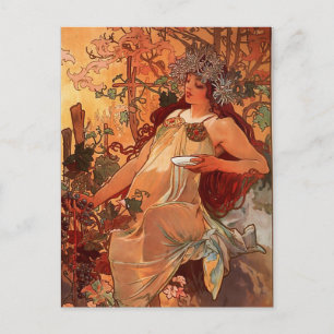 Alfons Mucha - Vier Jahreszeiten - DER HERBST Postkarte