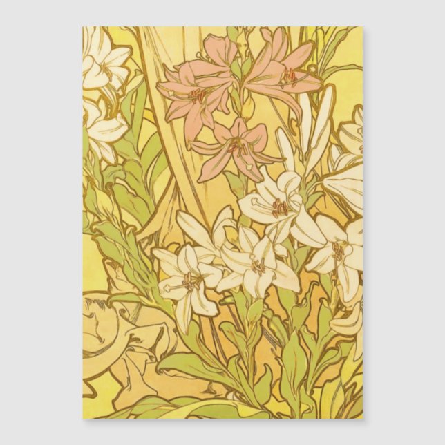 Alfonse Mucha Art Nouveau Lilien Blume Magnetkarte (Vorderseite)