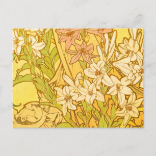 Alfonse Mucha Art Nouveau Lilienblumen Postkarte