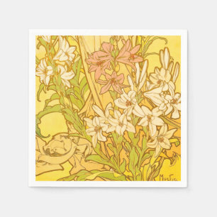 Alfonse Mucha Art Nouveau Lilienblumen Serviette