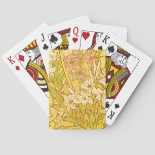 Alfonse Mucha Art Nouveau Lilienblumen Spielkarten