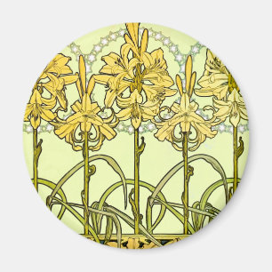Alfonse Mucha Art Nouveau Lilienmuster klassisch Magnet