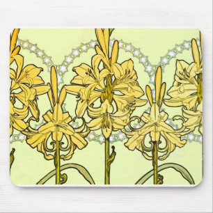 Alfonse Mucha Art Nouveau Lilienmuster klassisch Mousepad