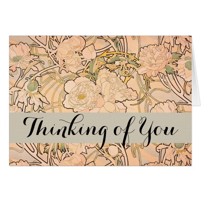 Alfonse Mucha Art Nouveau Peonies (Devant horizontal)