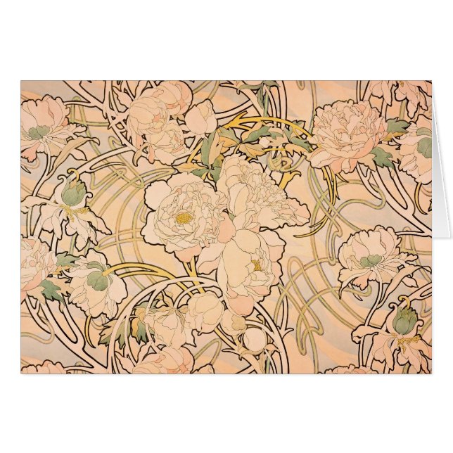 Alfonse Mucha Art Nouveau Peonies (Devant horizontal)