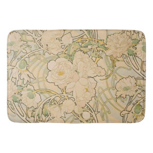 Alfonse Mucha Art Nouveau Peonies Botanische Kunst Badematte