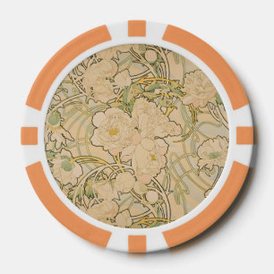 Alfonse Mucha Art Nouveau Peonies Botanische Kunst Pokerchips