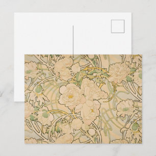 Alfonse Mucha Art Nouveau Peonies Botanische Kunst Postkarte