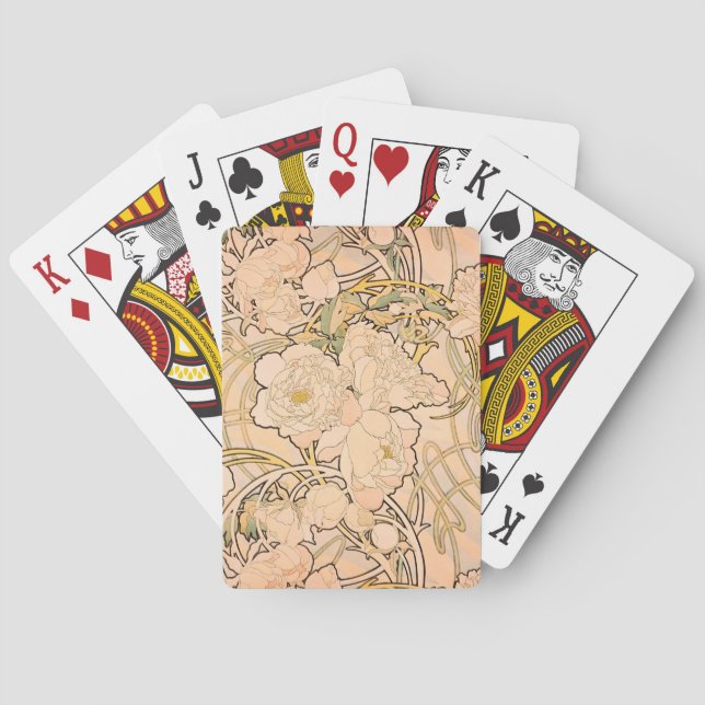 Alfonse Mucha Art Nouveau Peonies Spielkarten (Rückseite)