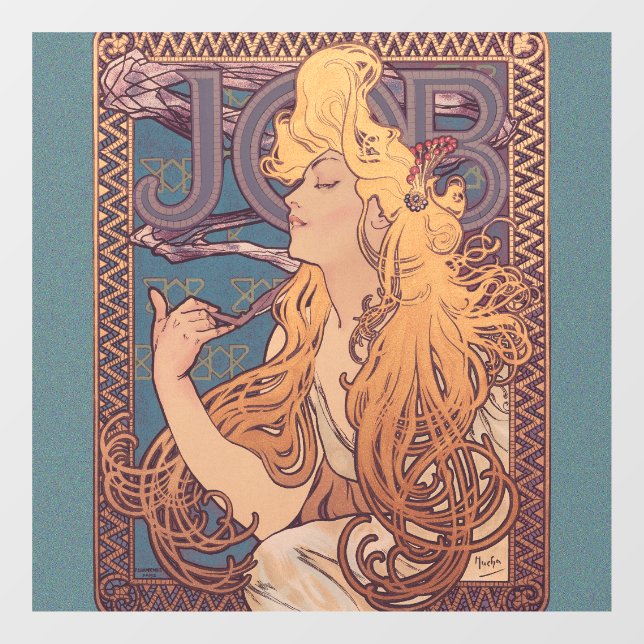 Alfonse Mucha Job Art Nouveau Frau Fensteraufkleber (Blatt)