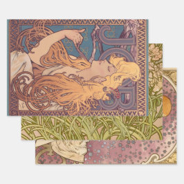 Alfonse Mucha Job Art Nouveau Frau Geschenkpapier Set