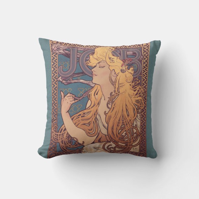 Alfonse Mucha Job Art Nouveau Frau Kissen (Vorderseite)