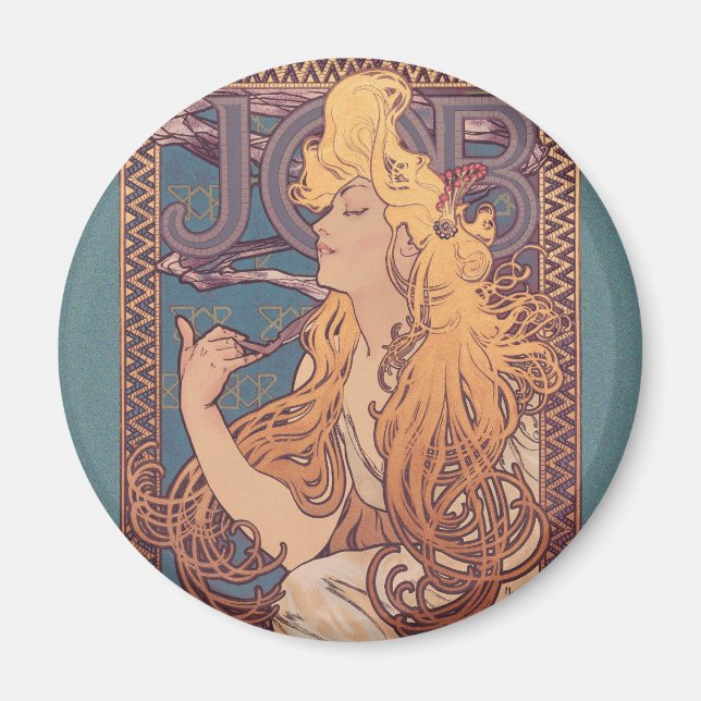 Alfonse Mucha Job Art Nouveau Frau Magnet (Vorne)