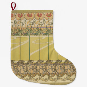 Alfonse Mucha Mohn Art Nouveau Florale Tapete Großer Weihnachtsstrumpf