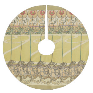 Alfonse Mucha Mohn Art Nouveau Florale Tapete Polyester Weihnachtsbaumdecke