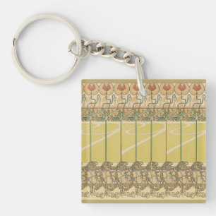 Alfonse Mucha Mohn Art Nouveau Florale Tapete Schlüsselanhänger