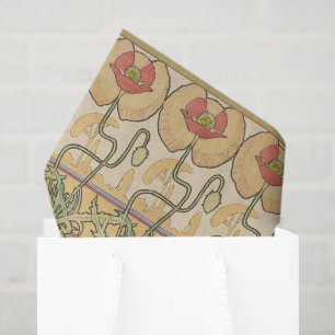 Alfonse Mucha Mohn Art Nouveau Florale Tapete Seidenpapier