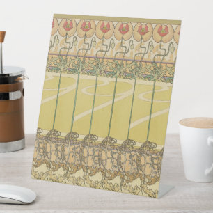 Alfonse Mucha Mohn Art Nouveau Florale Tapete Sockelschild
