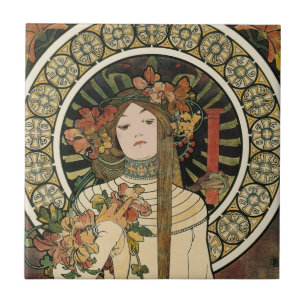 Alfonse Mucha Trappistine Nouveau Vintage Poster Fliese