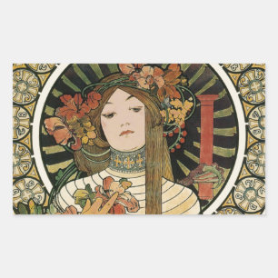 Alfonse Mucha Trappistine Nouveau Vintage Poster Rechteckiger Aufkleber