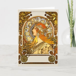 Alfonse Mucha Zodiac Art Nouveau Frau Karte