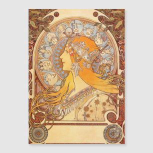 Alfonse Mucha Zodiac Art Nouveau Frau Magnetkarte