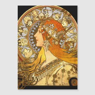 Alfonse Mucha Zodiac Art Nouveau Frau Magnetkarte