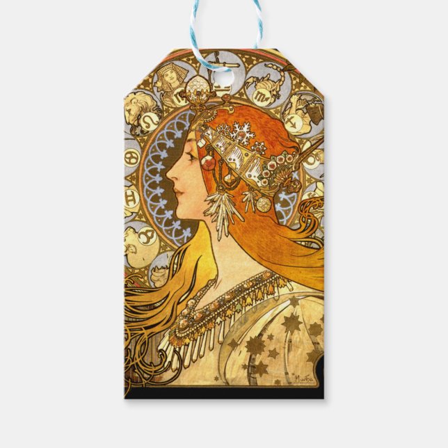 Alfonse Mucha Zodiac Art Nouveau Woman Geschenkanhänger (Vorderseite)