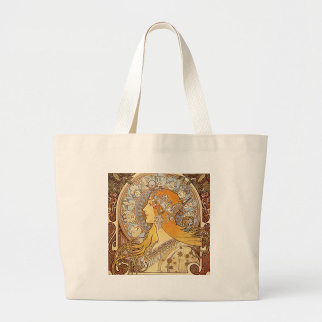 Alfonse Mucha Zodiac Art Nouveau Woman Jumbo Stoffbeutel (Vorne)