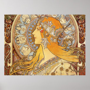 Alfonse Mucha Zodiac Art Nouveau Woman Poster
