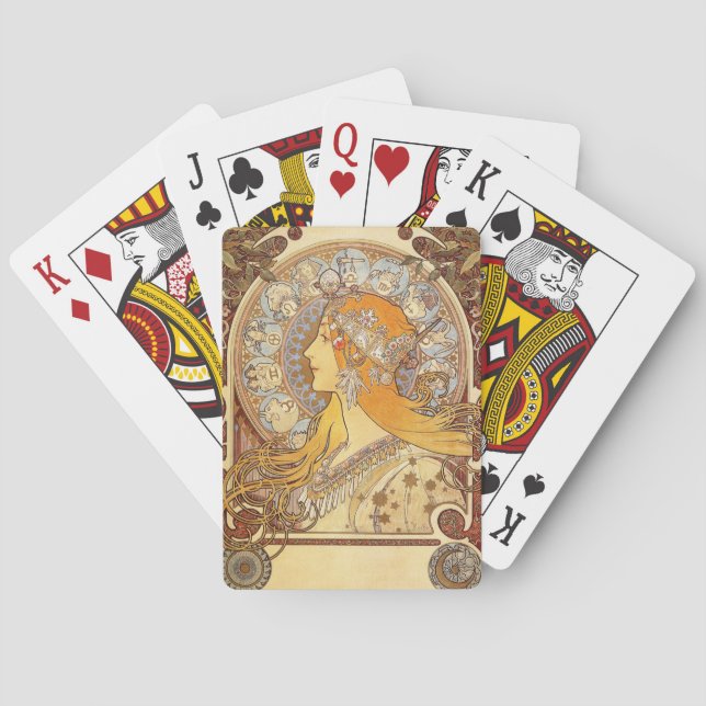 Alfonse Mucha Zodiac Art Nouveau Woman Spielkarten (Rückseite)