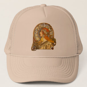 Alfonse Mucha Zodiac Art Nouveau Woman Truckerkappe