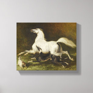 Alfred Dedreux: Galoppierendes Pferd und Hund Leinwanddruck
