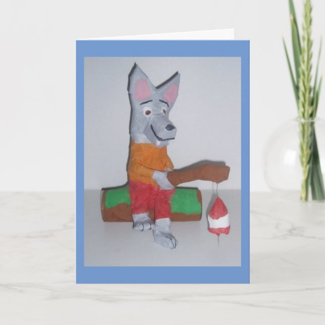 "Alfred le loup pêcheur" Carte de Bon rétablisseme (Devant)