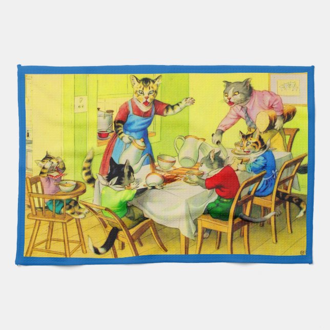 Alfred Mainzer cats Dinner Desaster Print Geschirrtuch (Horizontal)