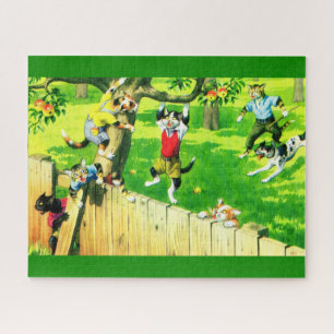 Alfred Mainzer-Katzen klettern auf einen Apfelbaum