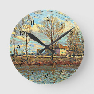 Alfred Sisley art - Grand Jatte Runde Wanduhr