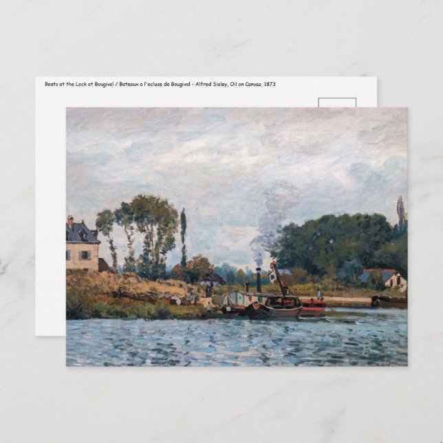 Alfred Sisley - Boote an der Schleuse Bougival Postkarte (Vorne/Hinten)