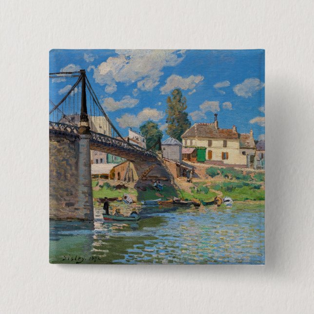 Alfred Sisley - Brücke bei Villeneuve-la-Garenne Button (Vorderseite)