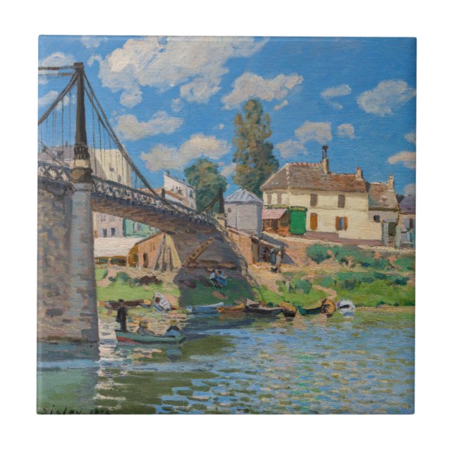 Alfred Sisley - Brücke bei Villeneuve-la-Garenne Fliese (Vorderseite)